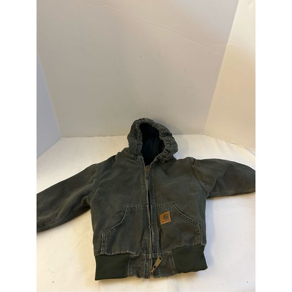 Carhartt boys 4t jacket USA green quilted interior rn#14806 hoodie - Picture 6 of 11
